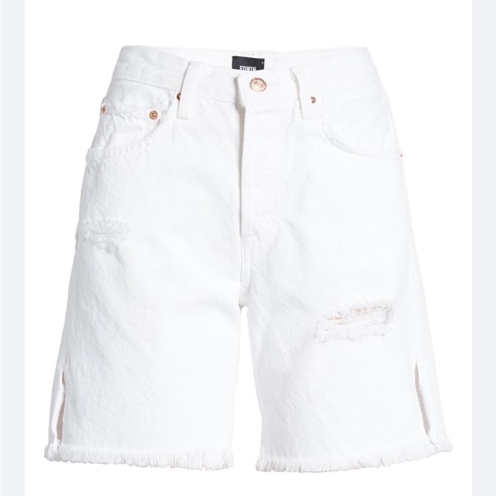 Edwin women’s Cai High Waist Denim White shorts size 28